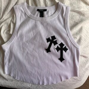 Forever 21 Ribbed Tank with Cross Patches